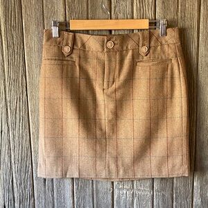 Eddie Bauer Brown Checkered Wool Mini Skirt